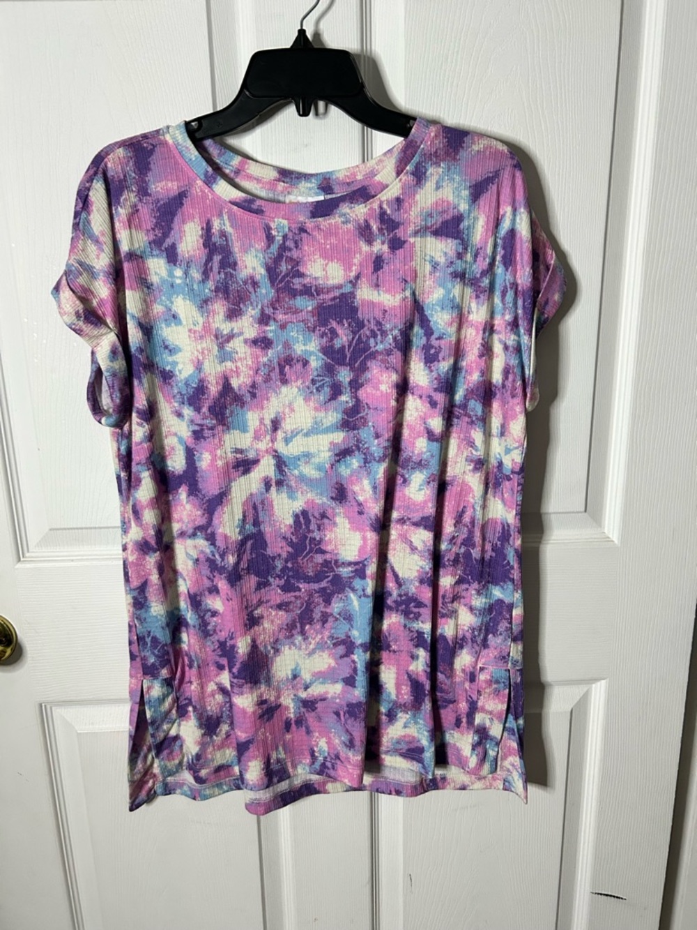 Purple floral Short Sleeve Women's Top